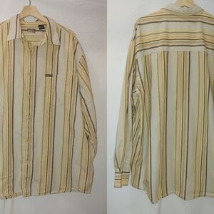 Enyce x BKE Long Sleeve Button Front Shirt‎ Cotton Yellow Brown Retro 90s Y2K XL